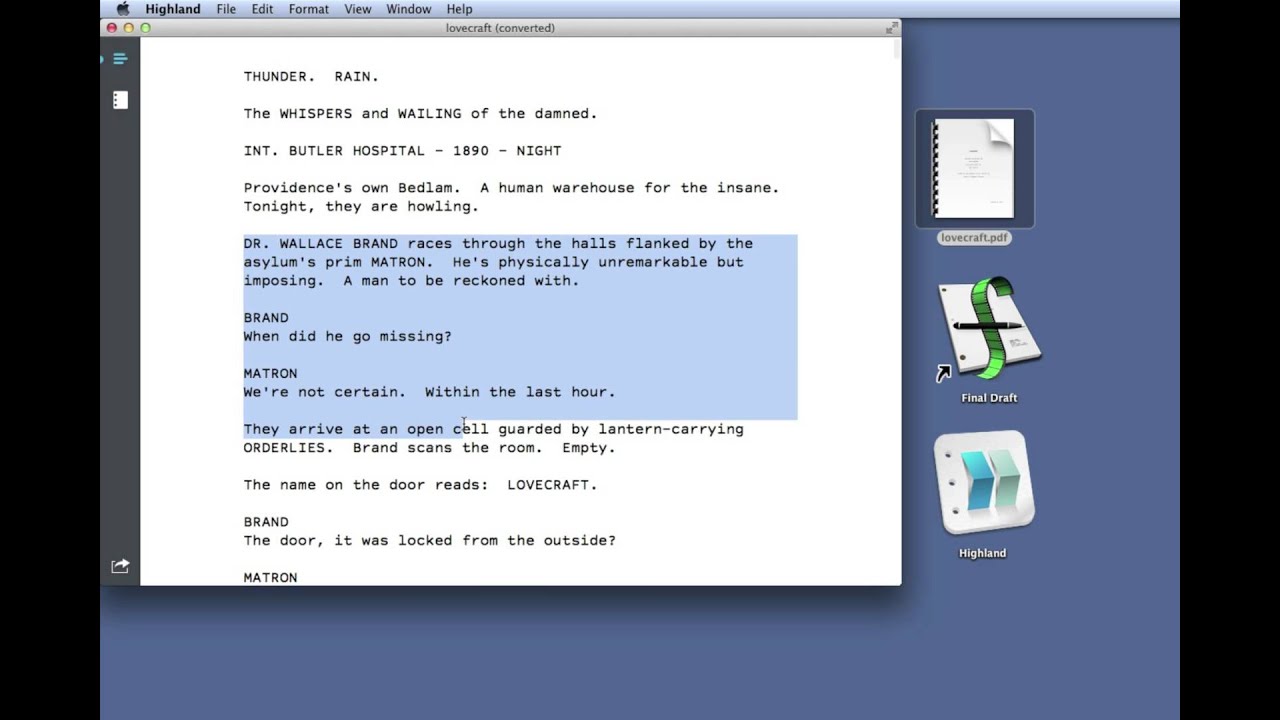 How to convert a PDF to Final Draft (with Highland) - YouTube