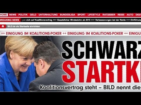 German Chancellor Angela Merkel agrees to form a coalition government with campaign rivals the Social Democrats, two months after her conservatives won elections but fell short of a full majority. Duration: 01:02