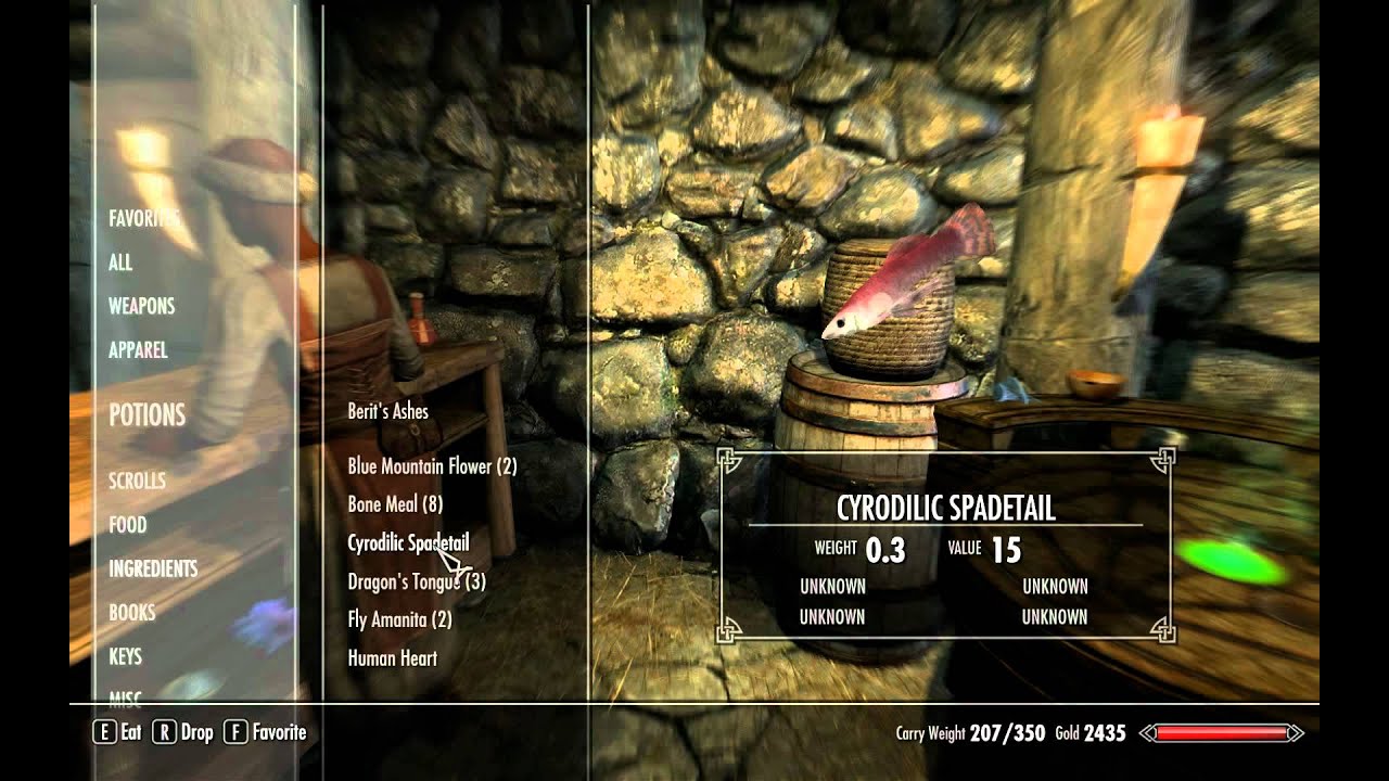 skyrim console commands all alchemy recipes