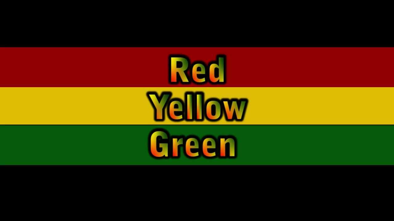 green yellow red flag with blue circle and star