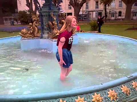 millie mabbutt swimming in the fountain!