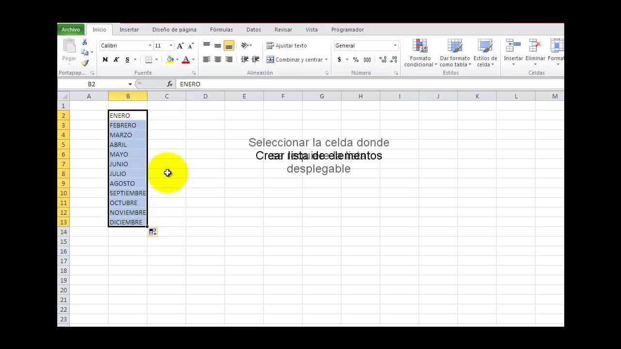 EXCEL: CREAR LISTA DESPLEGABLE - YouTube