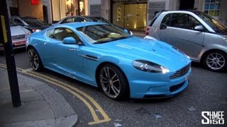 BABY BLUE Aston Martin DBS with QuickSilver Exhaust - Startup, Revs, Driving