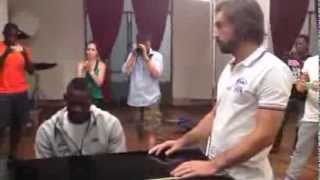 WTF! Mario Balotelli plays the Italian national anthem for Andrea Pirlo on the piano