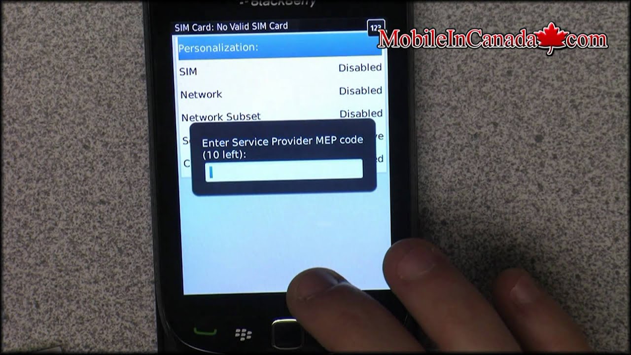 How to enter unlock code on BlackBerry Torch 9800 From Telus - www ...