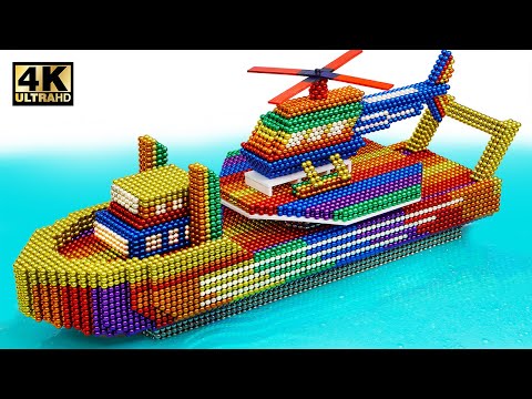 DIY - How To Make Ship With Helicopter From Magnetic Balls (Satisfying) | Magnet World Series