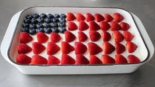 No-Bake Cheesecake Flag Cake -- 4th of July Flag Cake