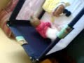 jumping in her cot, leah funny baby . 2