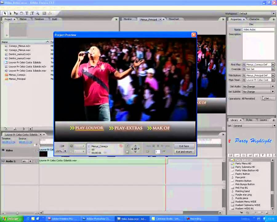 08 Video Aula Adobe Premiere Pro CS3 Encore CS3 Menus Animados ...