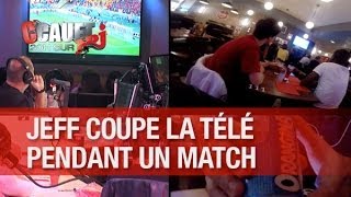 Jeff coupe la télé pendant un match avec la canette orangina antifoot - C'Cauet sur NRJ