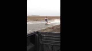 Winnipeg Manitoba boys Wakeboarding in icy crazy ditch! Funn...