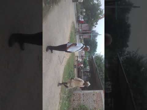 Funny badminton player old man