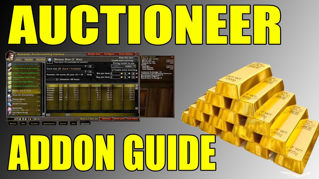 Auctioneer Gold Making and Auction House Addon Guide WoW MoP - YouTube