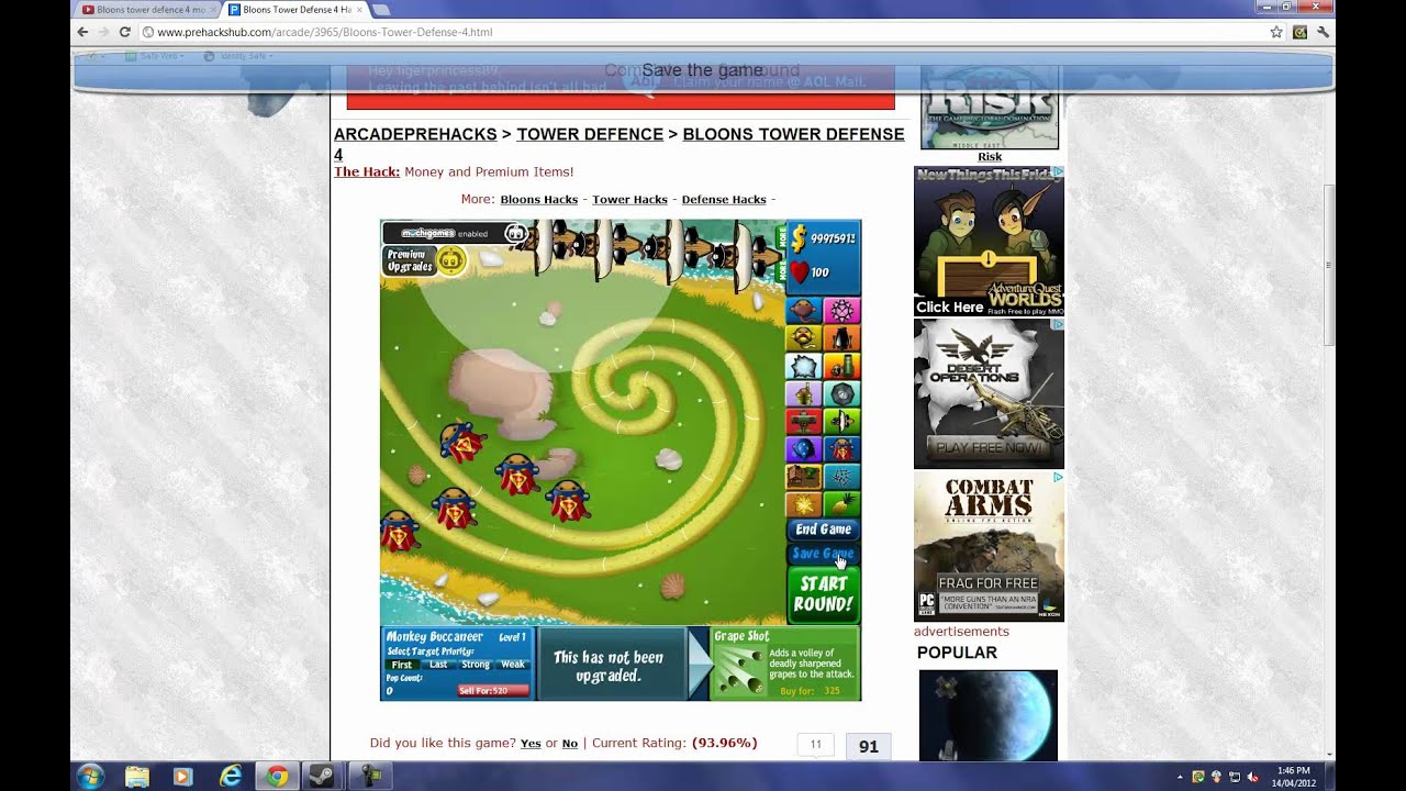 How to hack Bloons Tower Defence 4 without cheat engine - YouTube