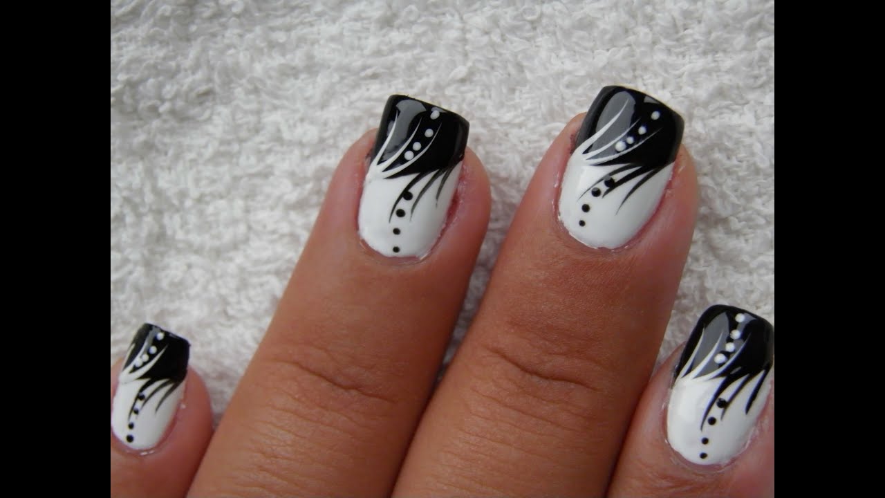 easy black and white nail art tutorial