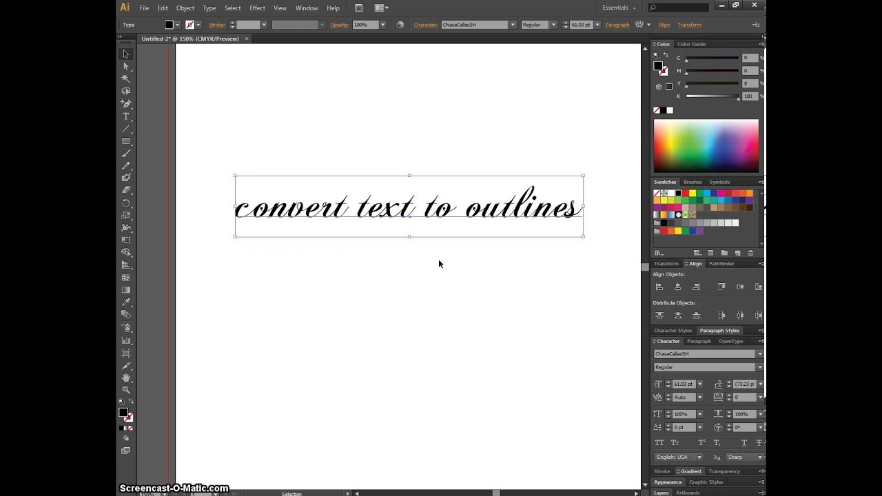 How to Convert Text to Outlines in Illustrator - YouTube