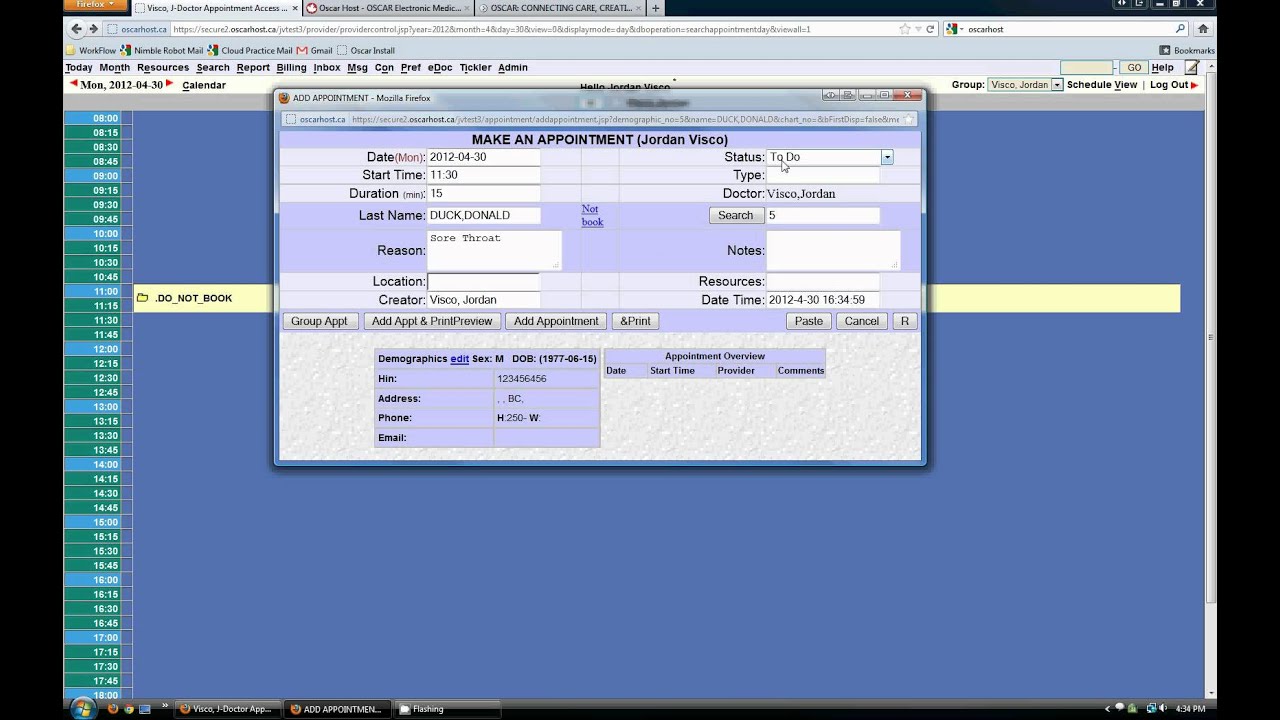 Oscar EMR - Adding Appointments and Patients - YouTube