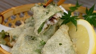 Fried Shiso Wrapped Sardines いわしの大葉巻き揚げ