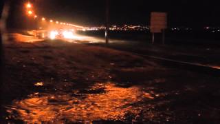 Storm Waves threaten flooding, Chesil Beach, Portland