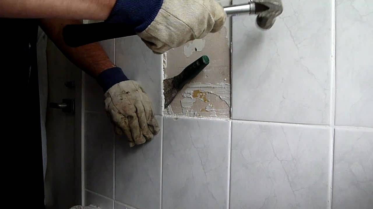 removing bathroom tiles - YouTube