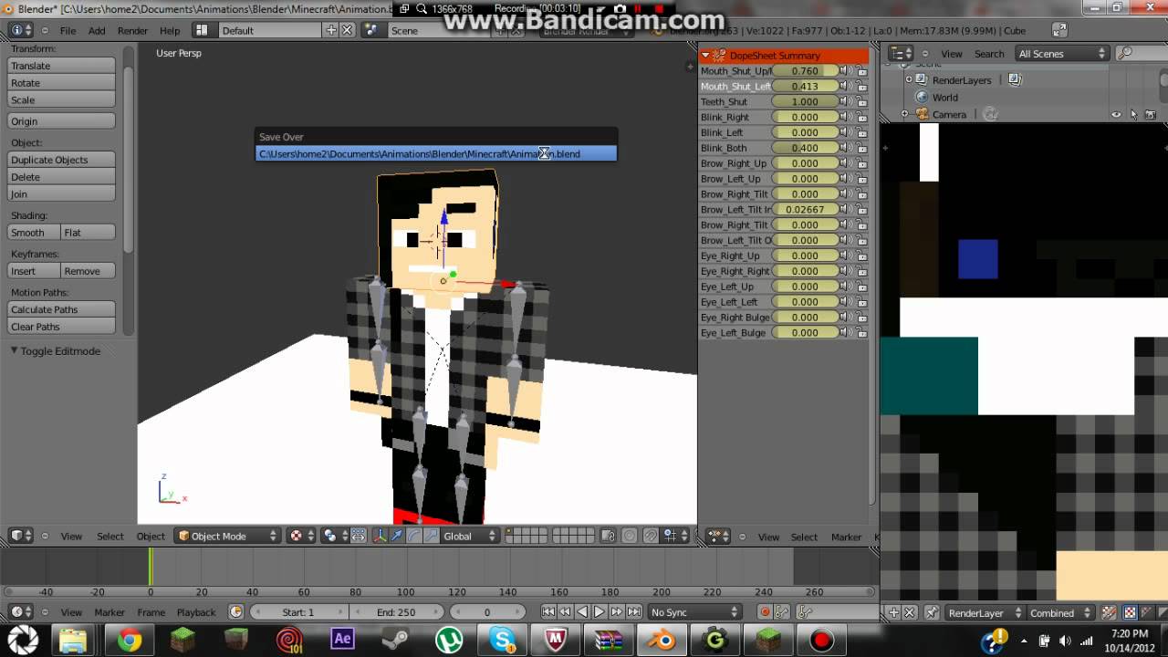 Blender tutorials - Changing the skin for the minecraft facial rig ...