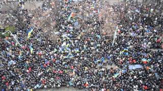 Гимн Украины под ОГА Днепропетровск 02.03.2014