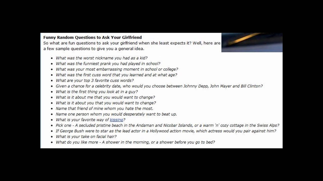 Questions To Ask A Girl Your Dating