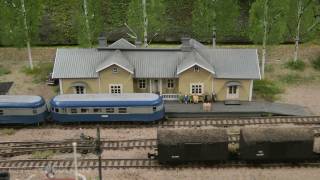 Modelleisenbahn Lahti mit Hafen von Vesijärvi und Punkaharju Gebiet in Spur N