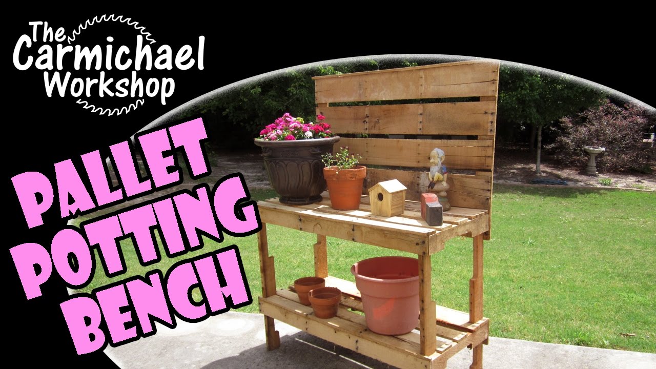 Build a Garden Potting Bench - Woodworking with FREE Pallets - YouTube