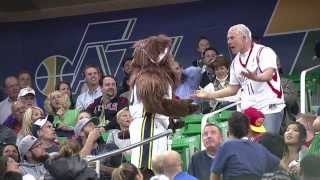 Jazz Bear Gets Even With Houston Rockets Beer Guy