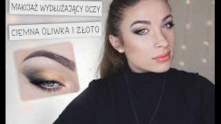 ** Makijaż wydłużający oczy | Ciemna oliwka i złoto **