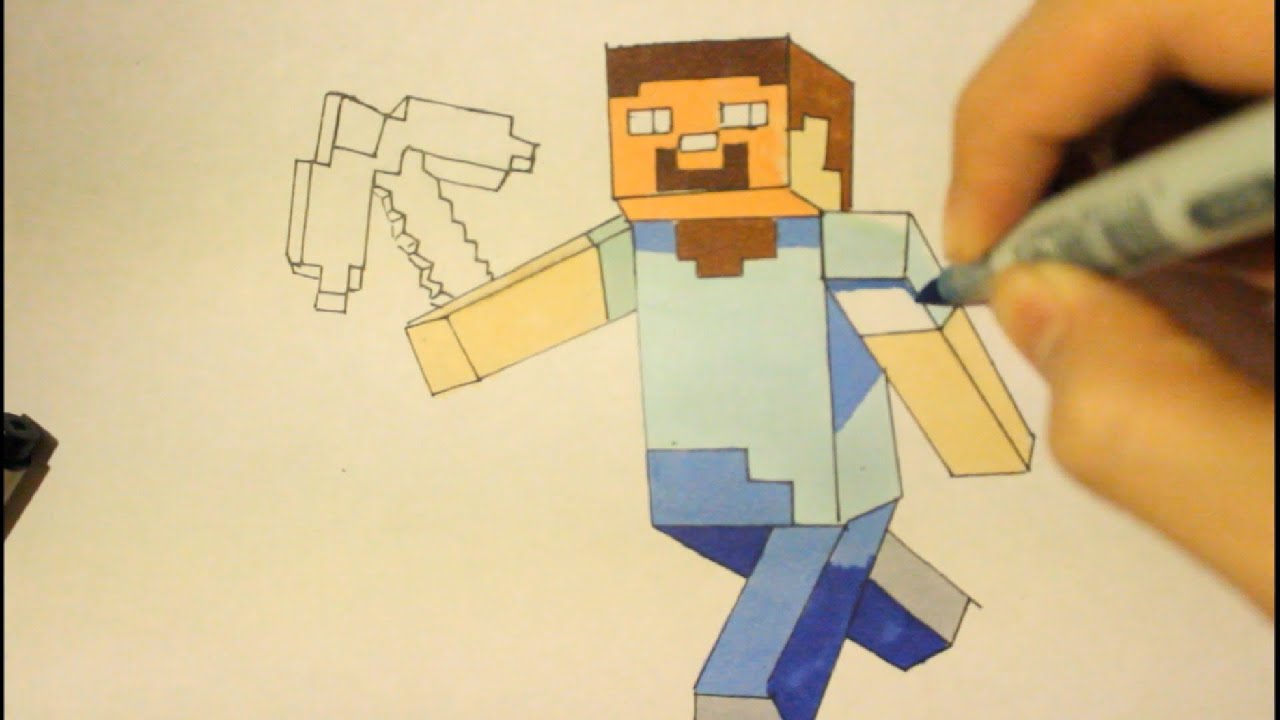 How To Draw Steve From Minecraft|Step By Step|Easy|With Sword - YouTube