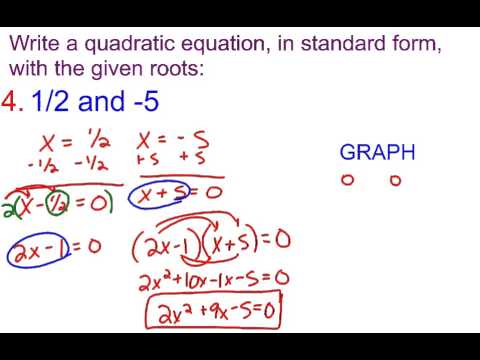 6-3B Writing a Quadratic Equation in standard form with ...