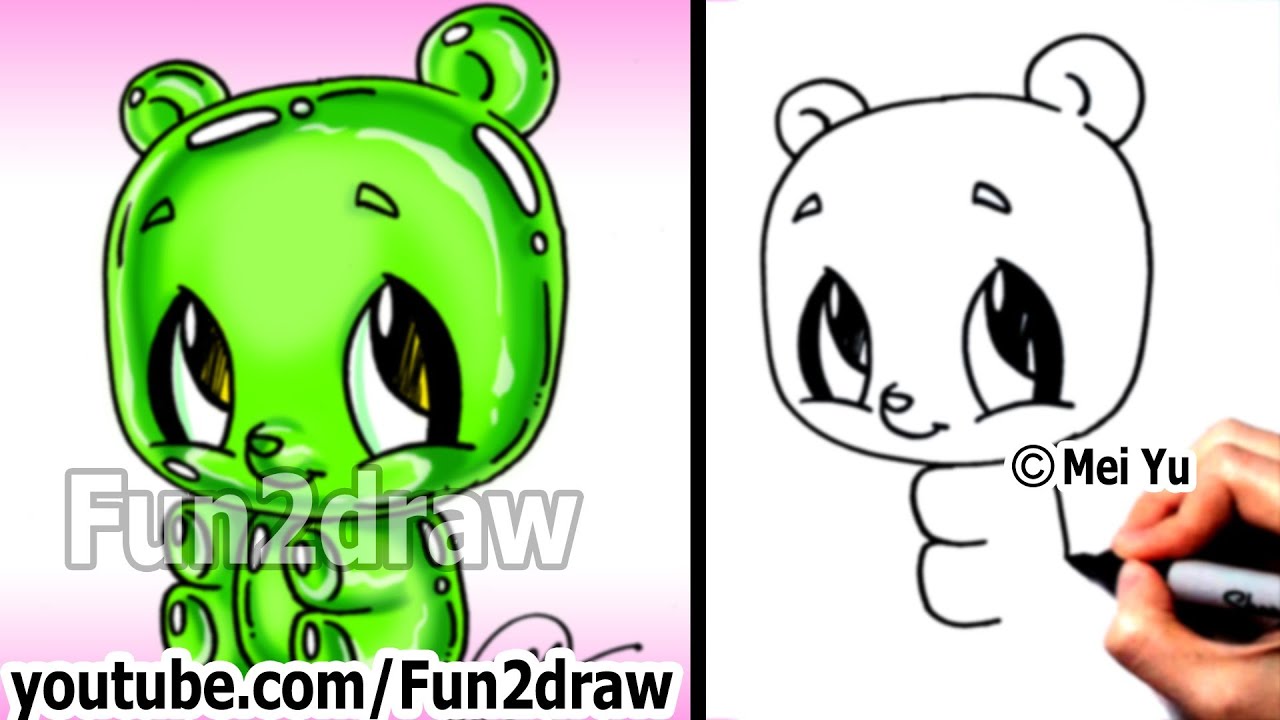 Kawaii - Gummy Bear Drawing Tutorial - Easy things to Draw for