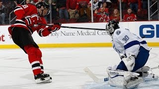 Jaromir Jagr scores breakaway on Bishop