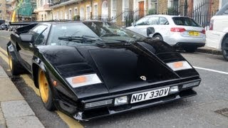 LOUD Lamborghini Countach S in London! Start-up and driving scenes [HD]