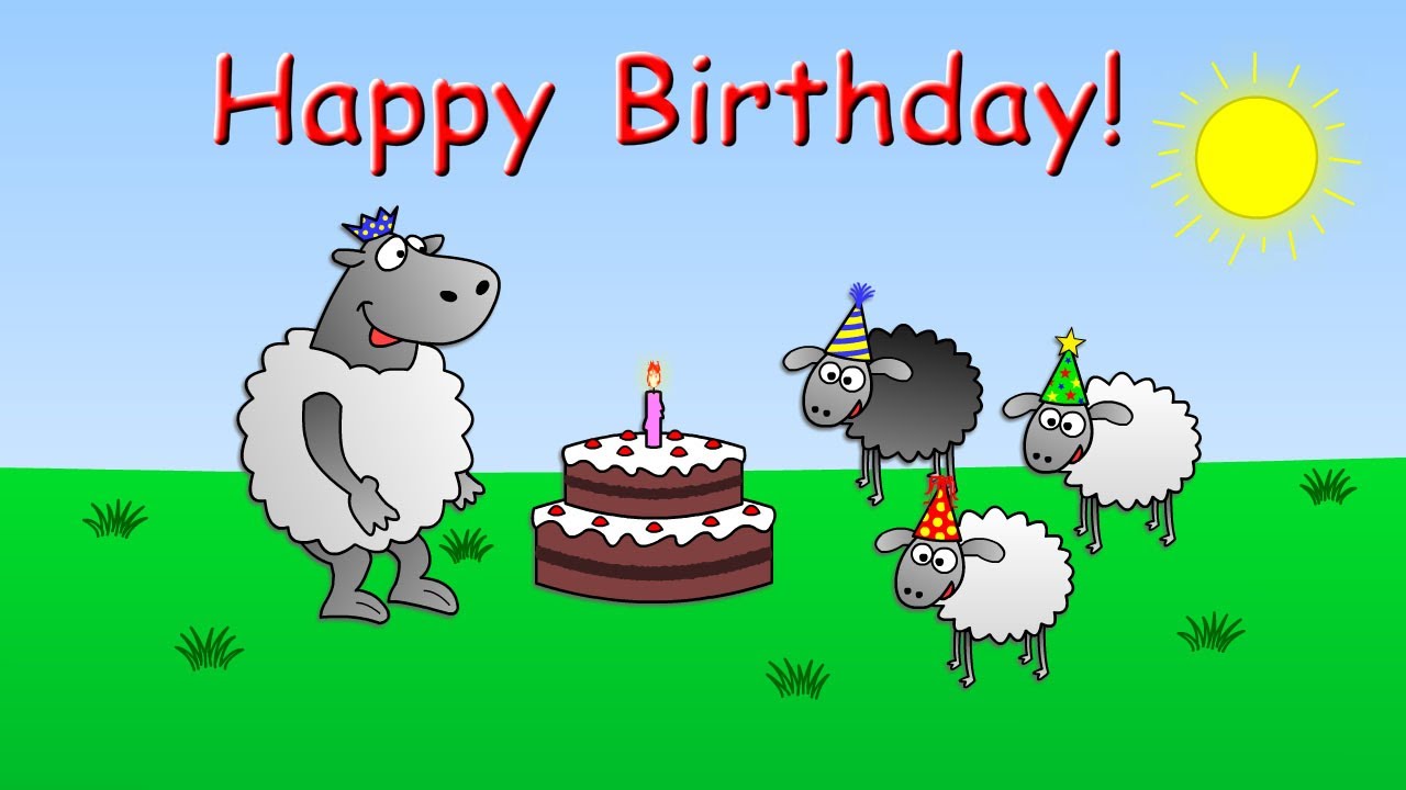 Happy Birthday - funny animated sheep cartoon (Happy Birthday song with