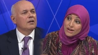 Iain Duncan Smith gets OWNED and called a "scrounger" by Salma Yaqoob on BBC Question Time