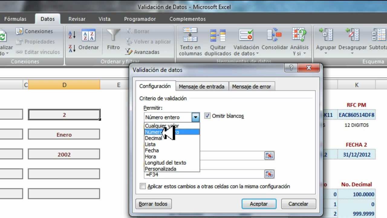 Validación de Datos en Excel - Lista Desplegable - Limitar Valores de ...