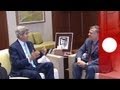 The Arab League have backed US secretary of state John Kerry\'s push to revive Israel-Palestinian...

euronews, the most watched news channel in Europe
Subscribe for your daily dose of international news, curated and explained:http://eurone.ws/10ZCK4a
Euronews is available in 13 other languages: http://eurone.ws/17moBCU

http://www.euronews.com/2013/07/17/arab-league-back-kerrys-revival-of-israel-palestinian-peace-talks
The Arab League have backed US secretary of state John Kerry\'s push to revive Israel-Palestinian peace talks at a meeting in Jordan. 

At a press conference an optimistic Kerry reminded Israel of the rewards of a deal leading to the creation of Palestinian state on land seized in the 1967 Middle East war, an Arab league idea dating back to 2002.

\