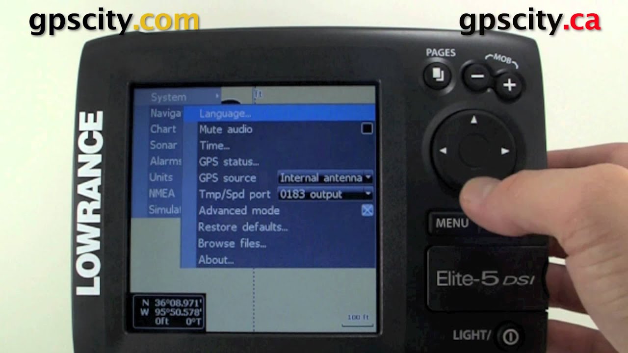 Lowrance Elite Series Video Manual - RESET to factory defaults with GPS