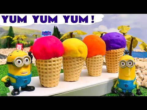 Minions Play Doh Peppa Pig Ice Cream Funny Toys Thomas The Train Surprise Eggs Disney Cars