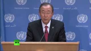 Пресс-конференция генсека ООН Пан Ги Муна по ситуации в Сирии