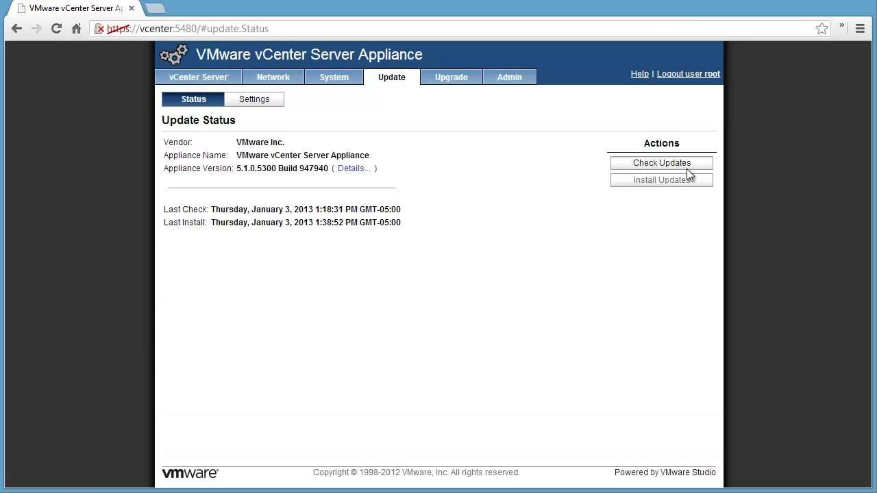 vCenter Server Appliance Upgrade from 5.1.a to 5.1.0.b (no audio ...