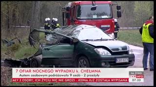 Kujawsko-Pomorskie: auto uderzyło w drzewo, 7 ofiar (TVP Info, 13.04.2014))