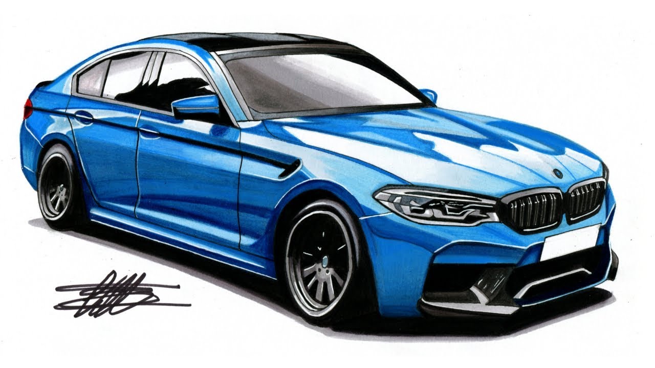 This time I'm drawing a 2018 BMW M5 F90. 