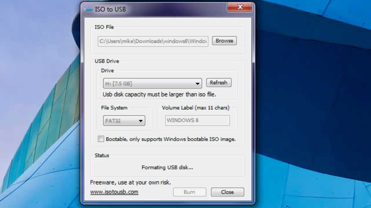 how to burn an iso image to usb stick with windows 7