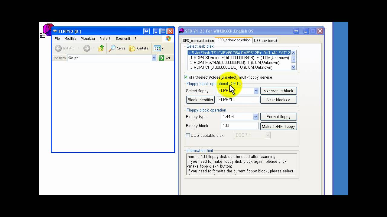 Formattazione chiavetta USB per uso con adattatore USB FLOPPY adapter ...