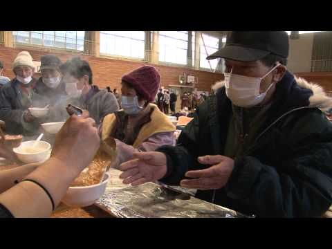 29th curry giveaway in tsunami shelter of iwate prefecture, japan