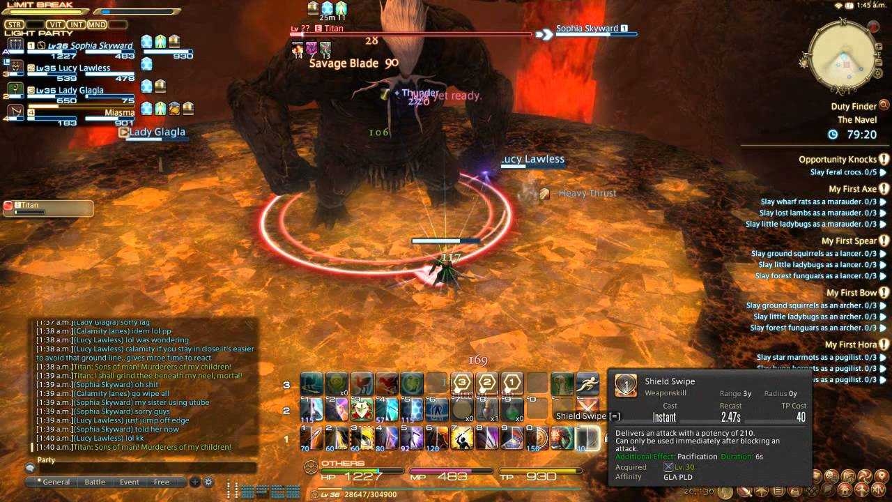 Final Fantasy XIV: A Realm Reborn - The Navel trial - Titan bossfight ...